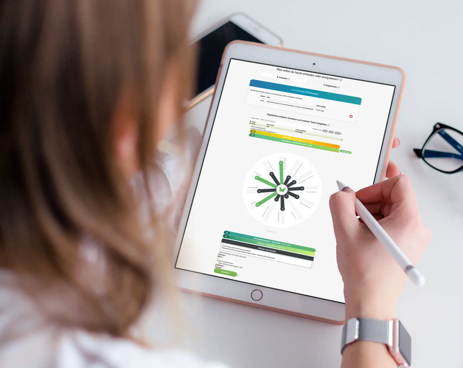 Ergebnisgrafik: Vorher-/Nachher-Vergleichsauswertung aus PocketCoach® OS