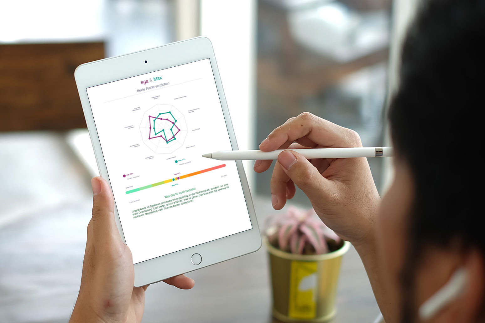 Pairpattern Analysegrafik von Oliver Fritsch und Michaela Lang und Grafik im Tablet